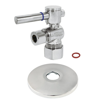Kingston Brass 5/8-Inch OD Comp x 3/8-Inch OD Comp Quarter-Turn Angle Stop Valve with Flange