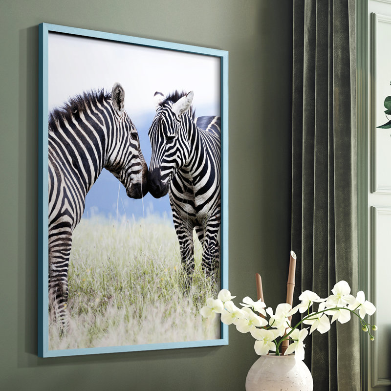 African Affection Framed Print - Solid Wood, Blue Single Picture Framed, 10" H x 8" W