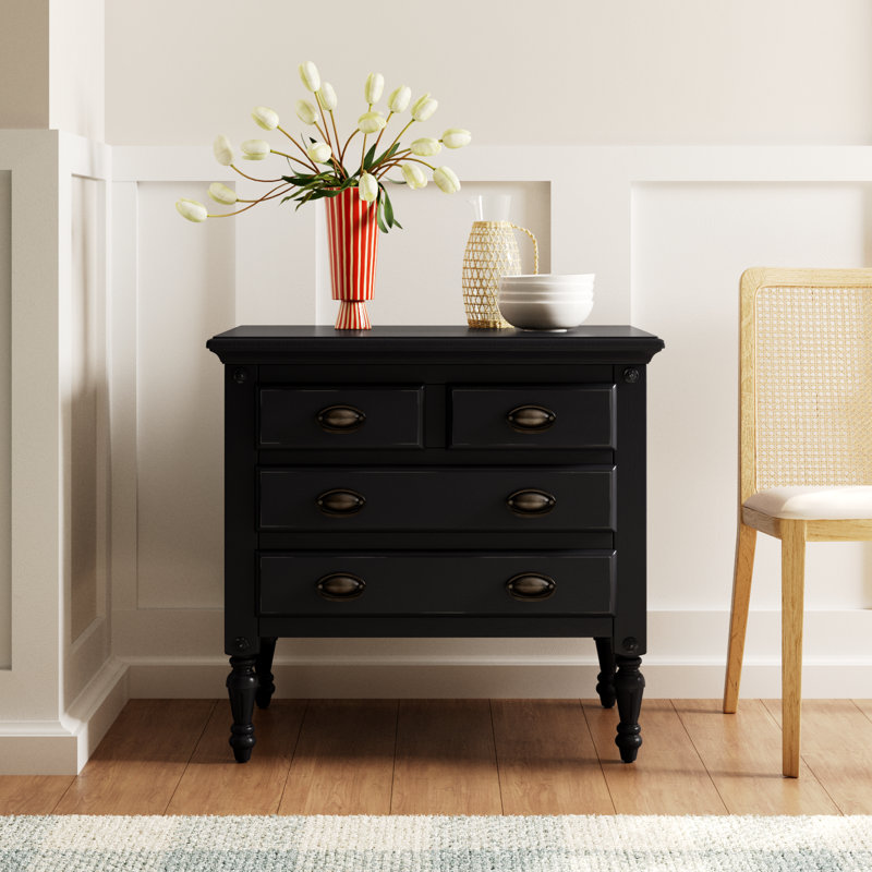 Eros 4-Drawer Accent Chest, Black
