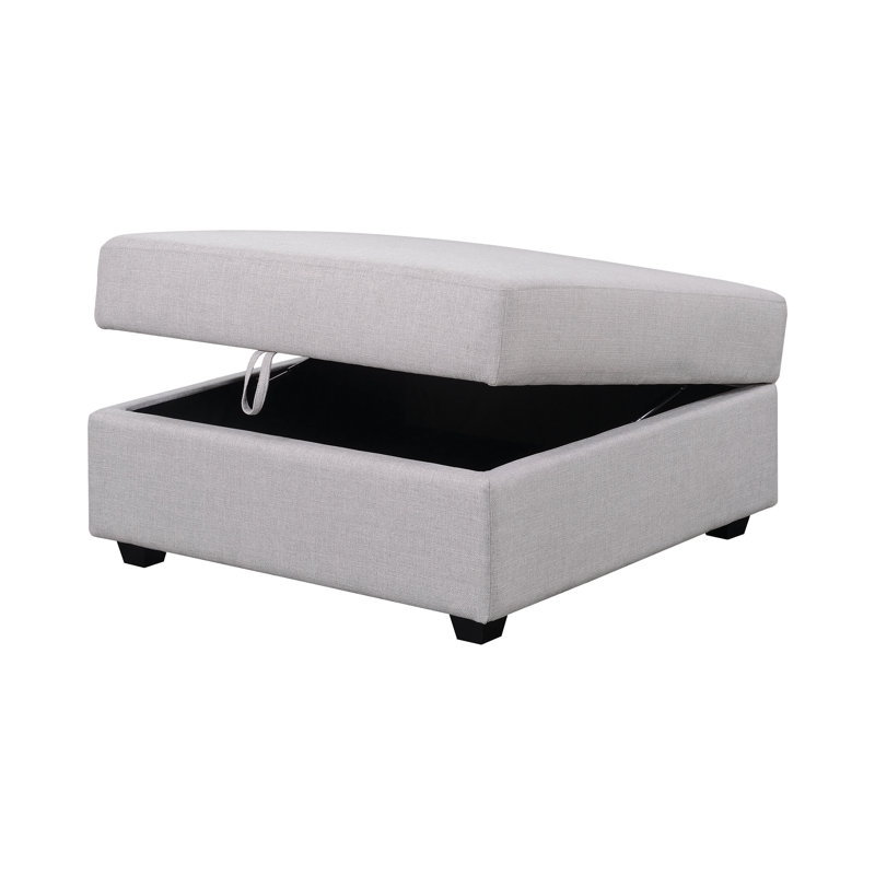 Repose-pieds carré avec rangement Scilla, 100% polyester gris