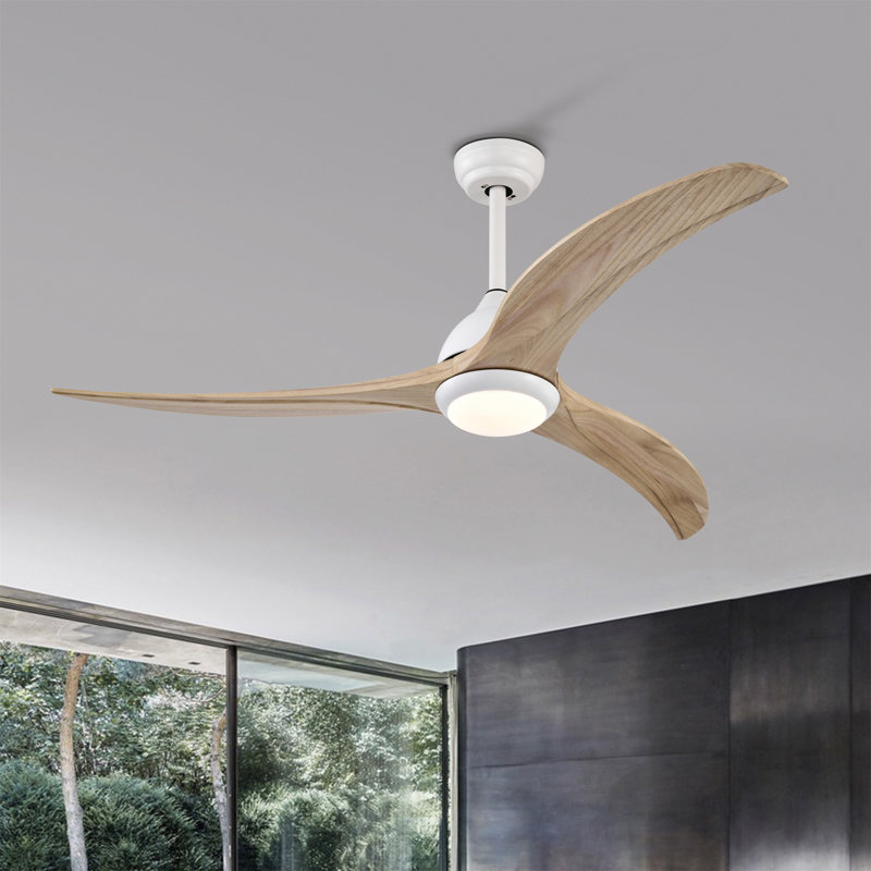 Ventilateur de plafond 52 po, Blanc, Bois naturel