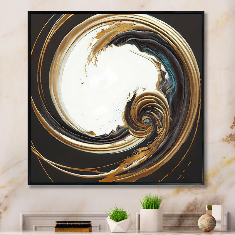 Gold Glamour Circle 1 III - Impression sur toile, H 36 po x l 36 po x P 1,5 po, Cadre flottant noir
