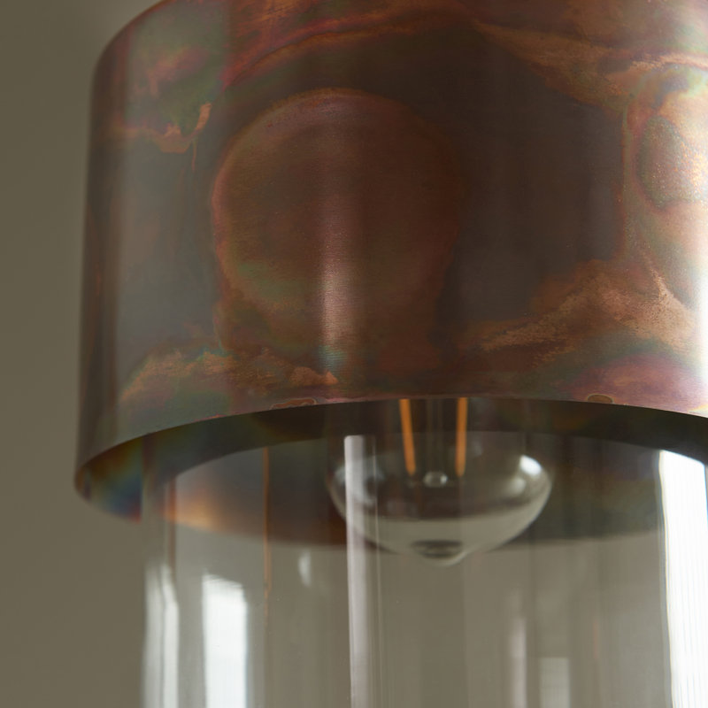 Alzahraa 1 - Light Cylinder Pendant, Clear, Copper Patina