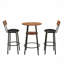 Ensemble de tables de bar rondes brun 3 pièces avec 2 tabourets en polyuréthane, bistro compact en bois aggloméré pour coin cuisine