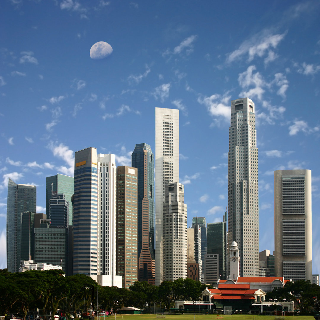 Leinwandbild Singapore with Tall Buildings von Binkski