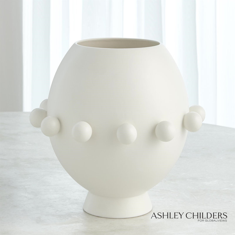 Spheres Collection Vase-Ivory, White