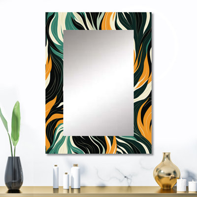 Delylah Jungle Majesty en orange et vert - miroir mural abstrait unique, miroir abstrait, impression d'art en métal