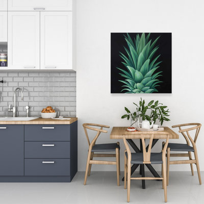 Toile botanique noire | Ananas, feuilles, décoration intérieure