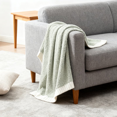 Reversible Knit Throw Blanket, Super Soft & Lightweight Microfiber, Warm Cozy Plush For Couch, Bed, And Travel, Machine Washable