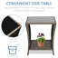 Ensemble de 2 tables de bout en PE pour terrasse en rotin avec plateau en verre noir et table basse en rotin avec cadre en fer