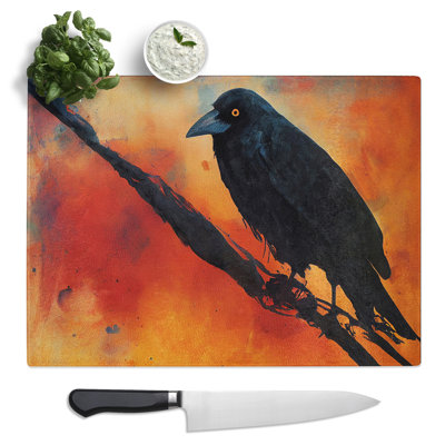Engaging Crow Bird  Glass Chopping Board