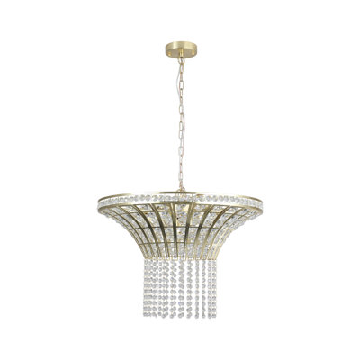 Lustre en cascade de cristal 23,6 po avec chaîne réglable Oakley (ampoule non incluse)