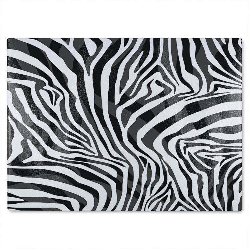 Zebra Animal Print Glass Chopping Board, 40cm L x 28cm W