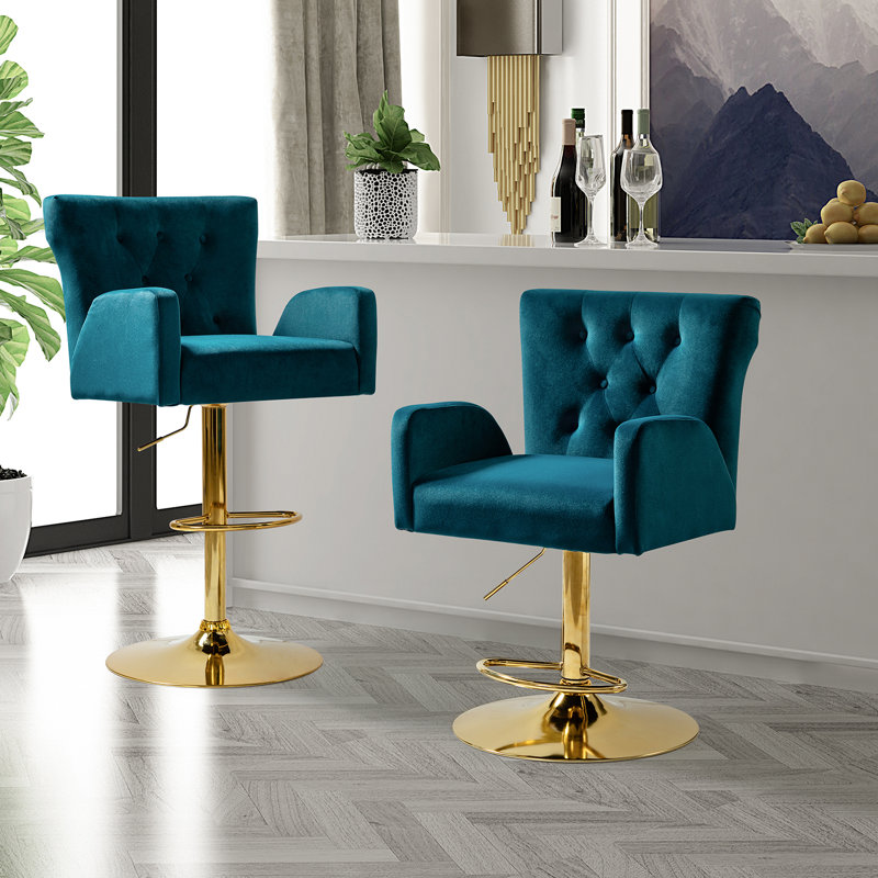 Tabouret de bar rotatif Theo, Sarcelle