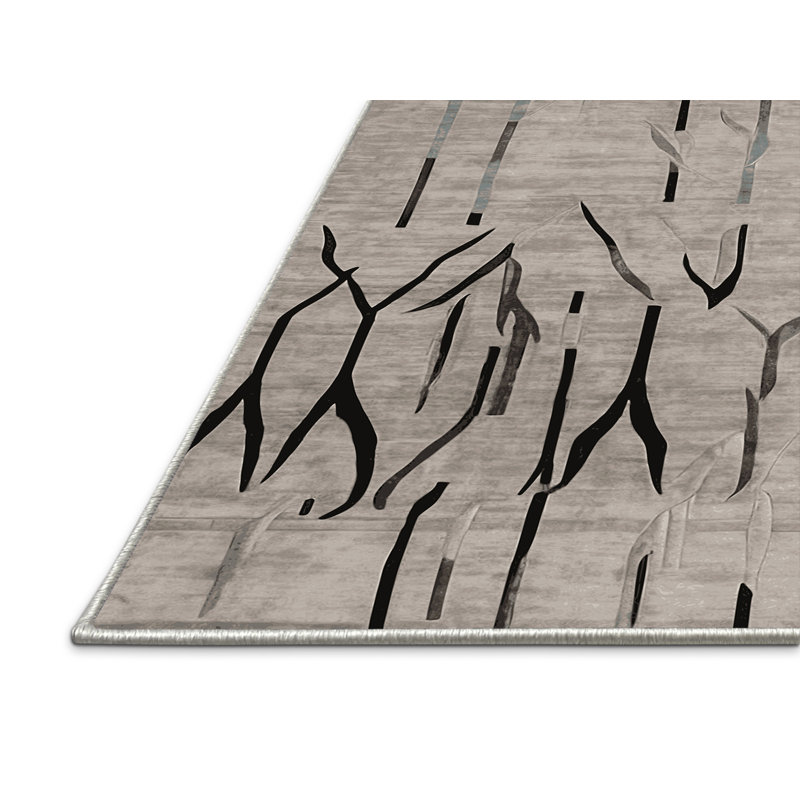 Tapis beige soyeux et moelleux, Rond 6 pi