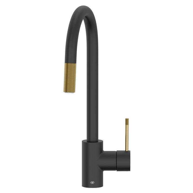 Etre Pull-Down Kitchen Faucet, Matte Black/Satin Brass