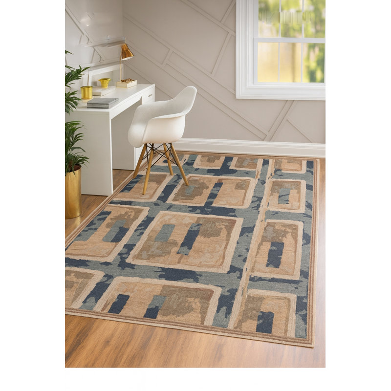 Tapis beige tissé traditionnel Mosso, 4 pi 11 po x 7 pi 7 po
