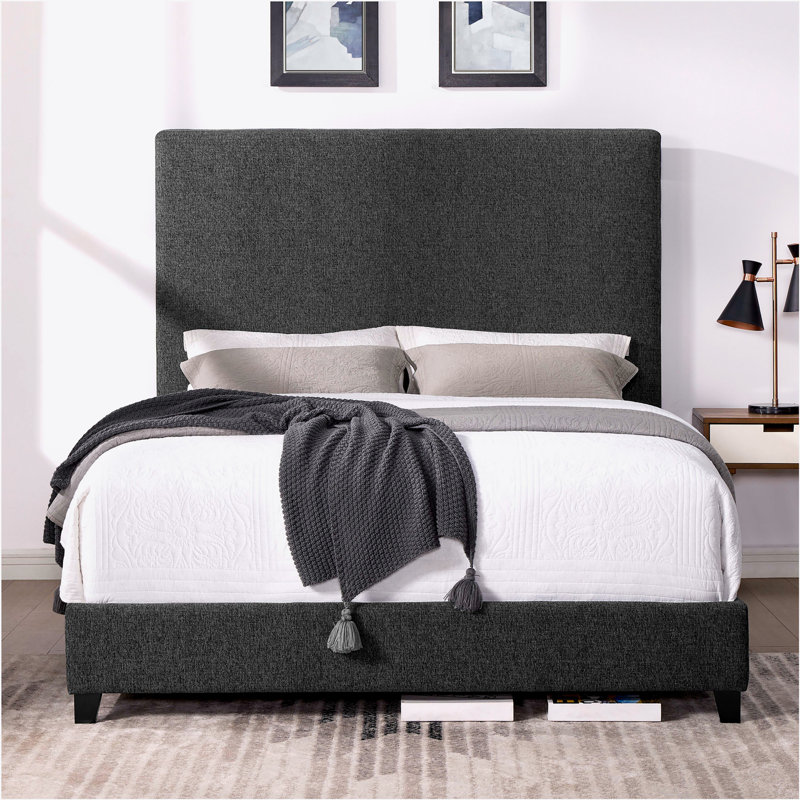 Aryia Boucle Upholstered Platform Bed, Queen, Gray