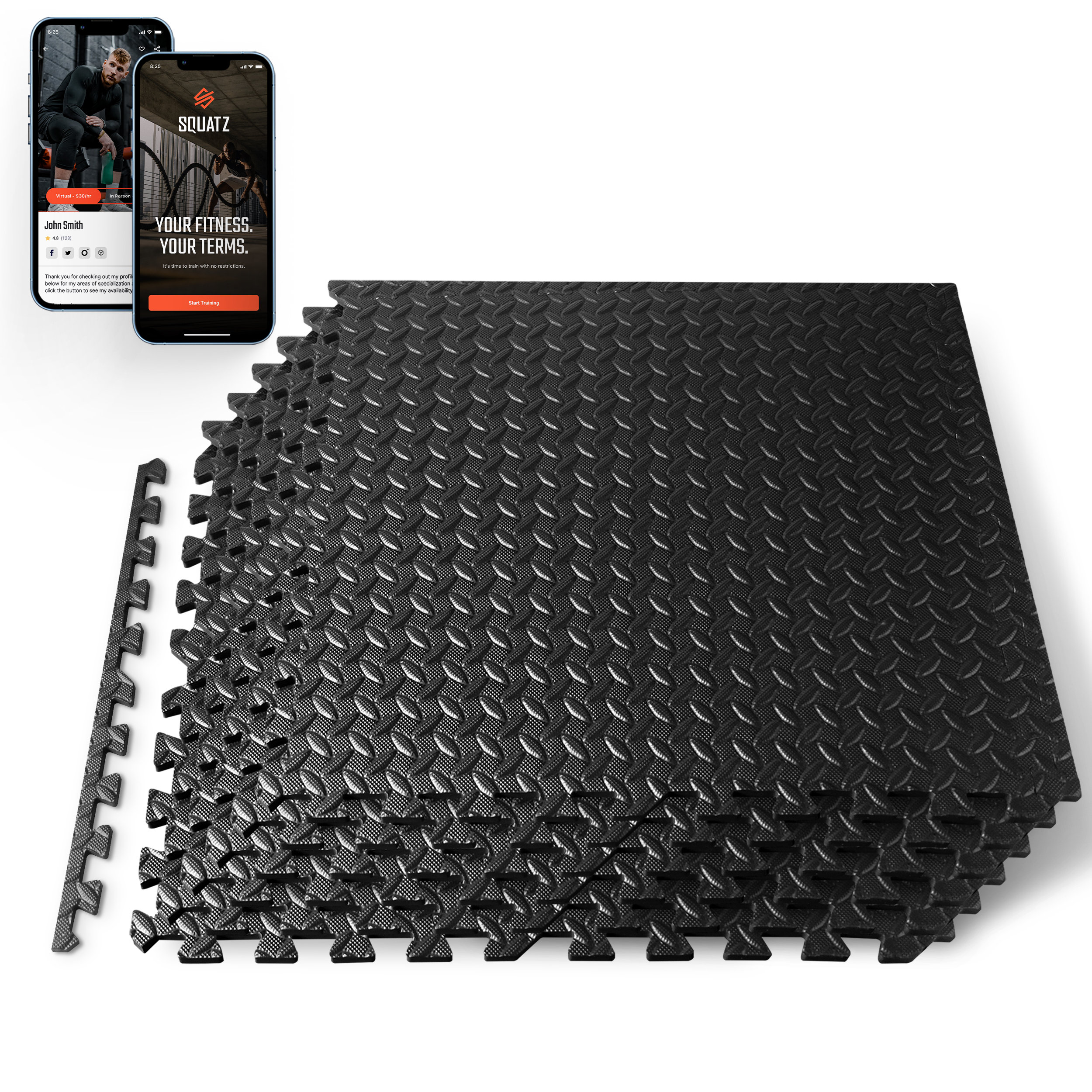 1/2in Thick 48 Sq Ft Rubber Top High Density EVA Foam Exercise Gym Mats  Non-slip 12 Pcs - Interlocking Puzzle Floor Tiles for Home Gym Heavy  Workout