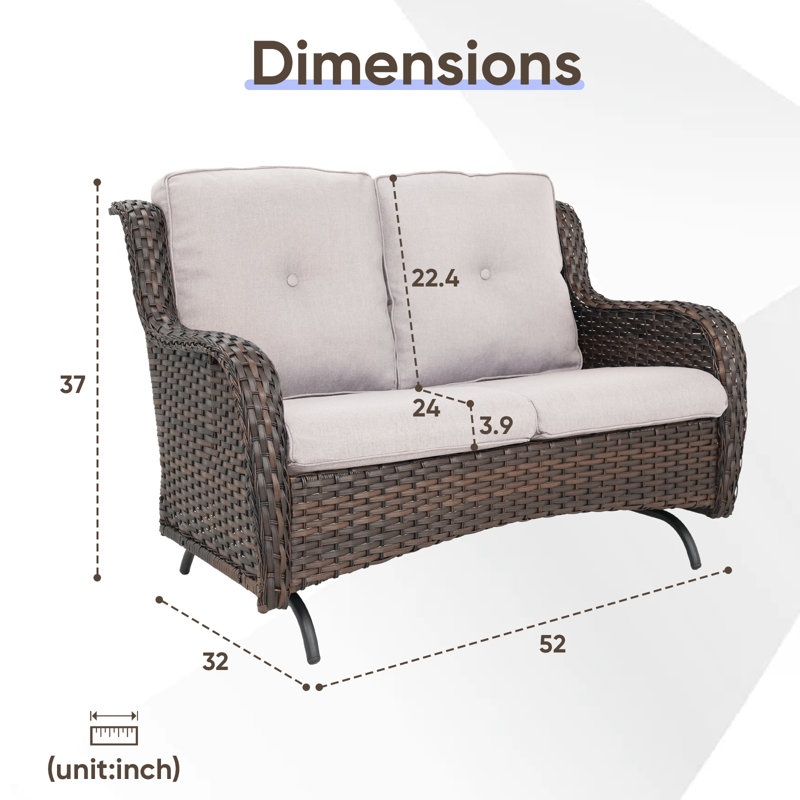 Schutt 51.18'' Wide Straight Loveseat with Cushions, Brown, Beige