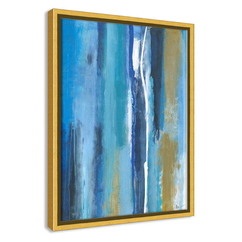 «Rythmic Blues», reproduction d'art sur cadre flottant, Cadre doré, H 16 po x l 12 po x P 2 po