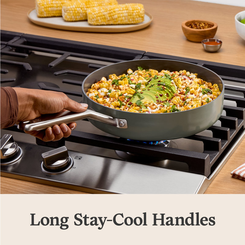 Ceramic Nonstick 3-Qt. Saut Pan with Lid, Silver Ash