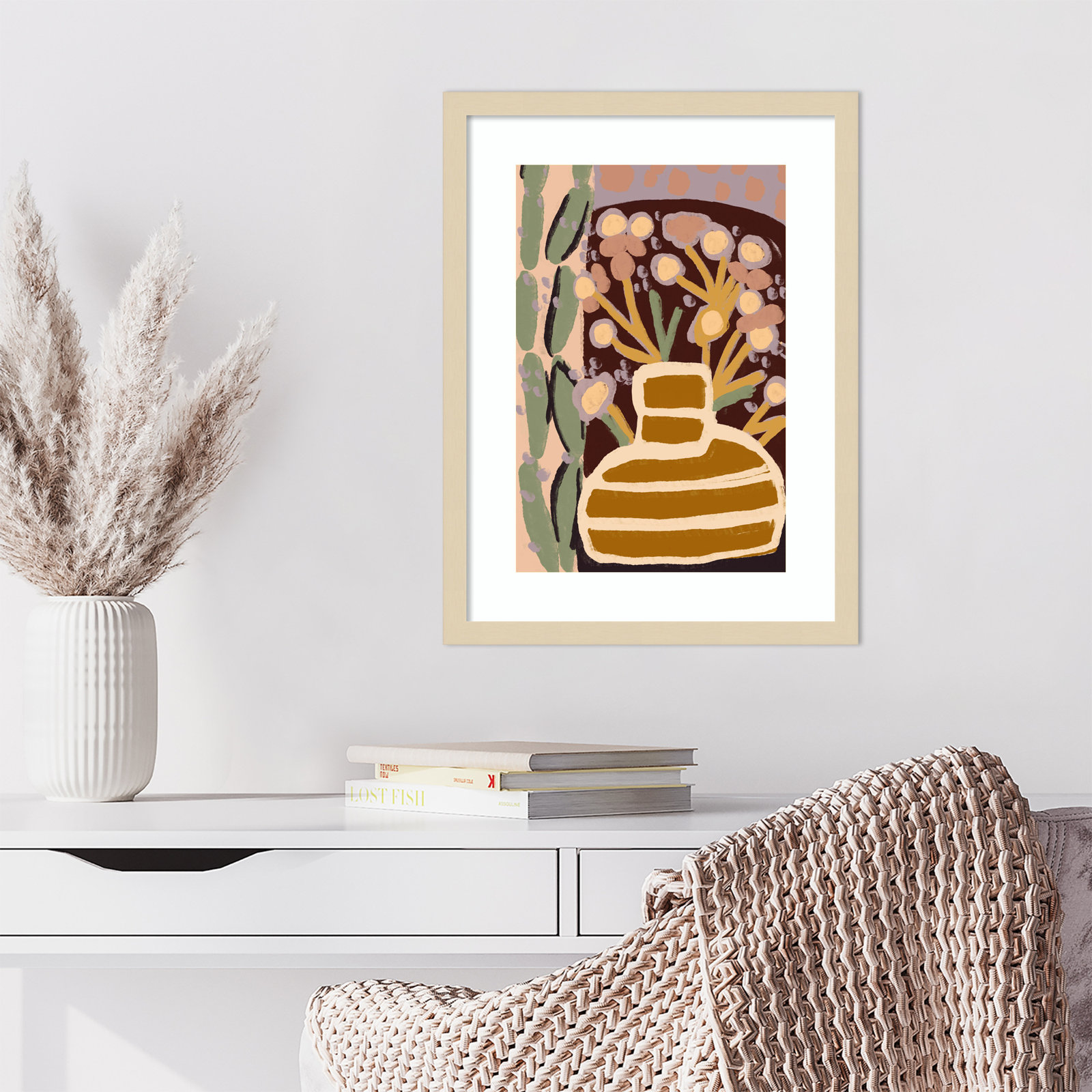 Pastel Impression by Treechild, 17" H x 13" W, White Framed