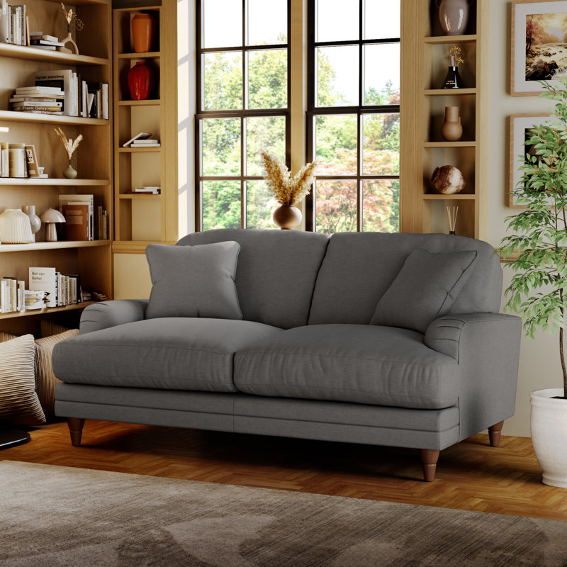 Adaku 2 Seater Sofa, Charcoal, Burnished Beech