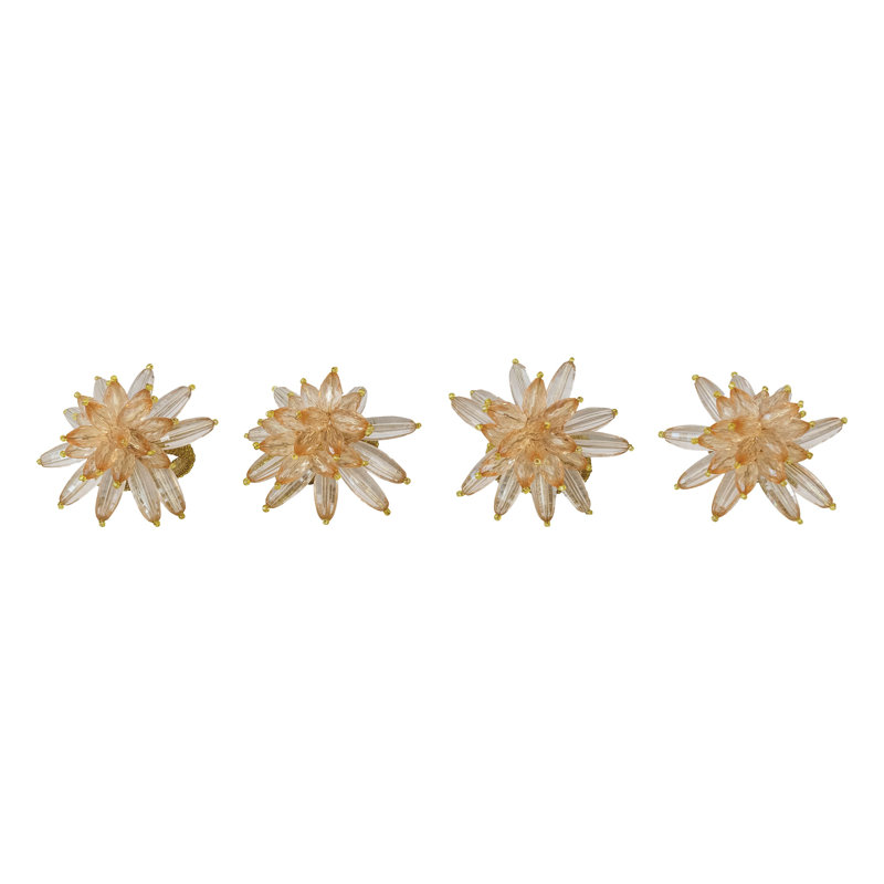 4 rondes de serviettes de table rondes en acrylique et perles de verre faites à la main avec cordon doré