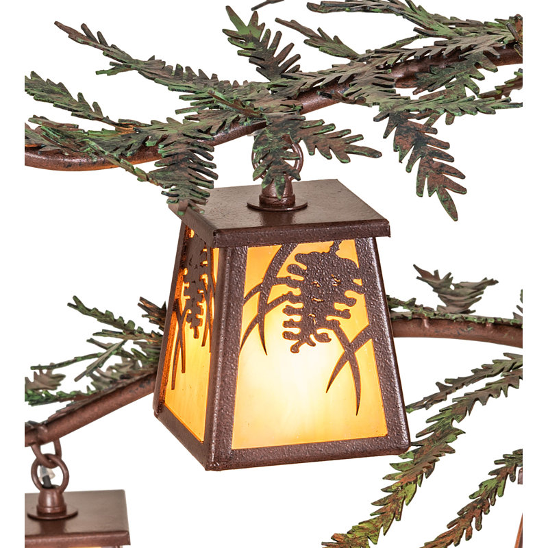 48" Wide Pine Branch 8 Light Custom Chandelier