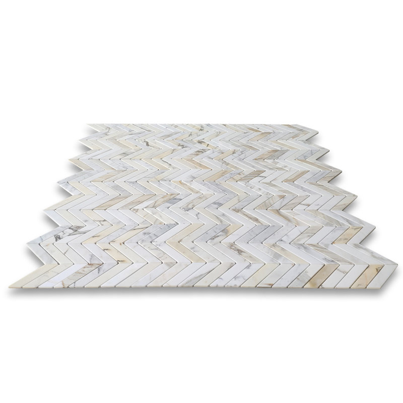 Calacatta 12" x 12" Marble Mosaic Tile, White/Gray