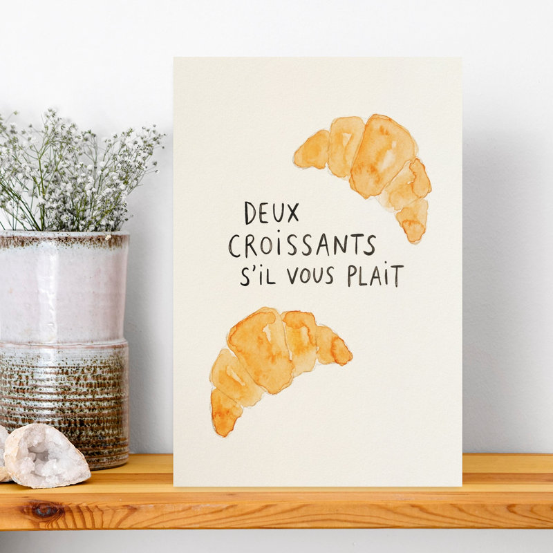Deux croissants, art mural, H 18 po x l 12 po