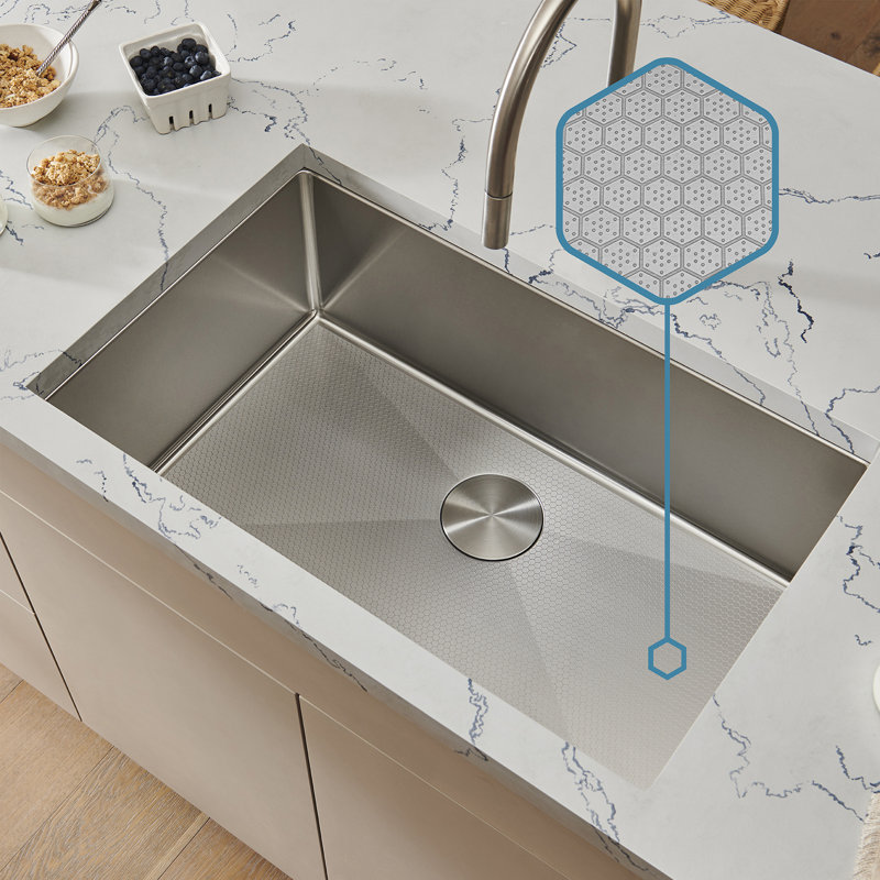 Ruvati Hex Bottom 30-inch Scratch Resistant Embossed Texture Kitchen Sink Stainless Steel