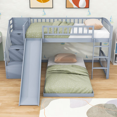 Twin-Over-Twin Bunk Bed With Slide And Staircase
