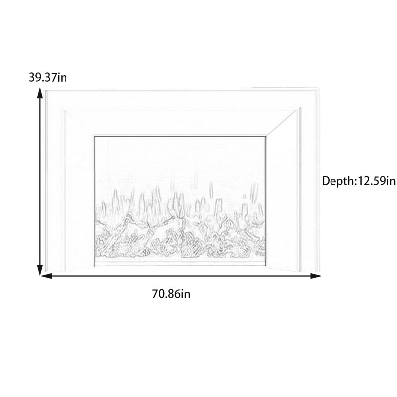 Élégante cheminée avec cadre en bois écologique, H 39,37 po x l 70,86 po x P 12,59 po