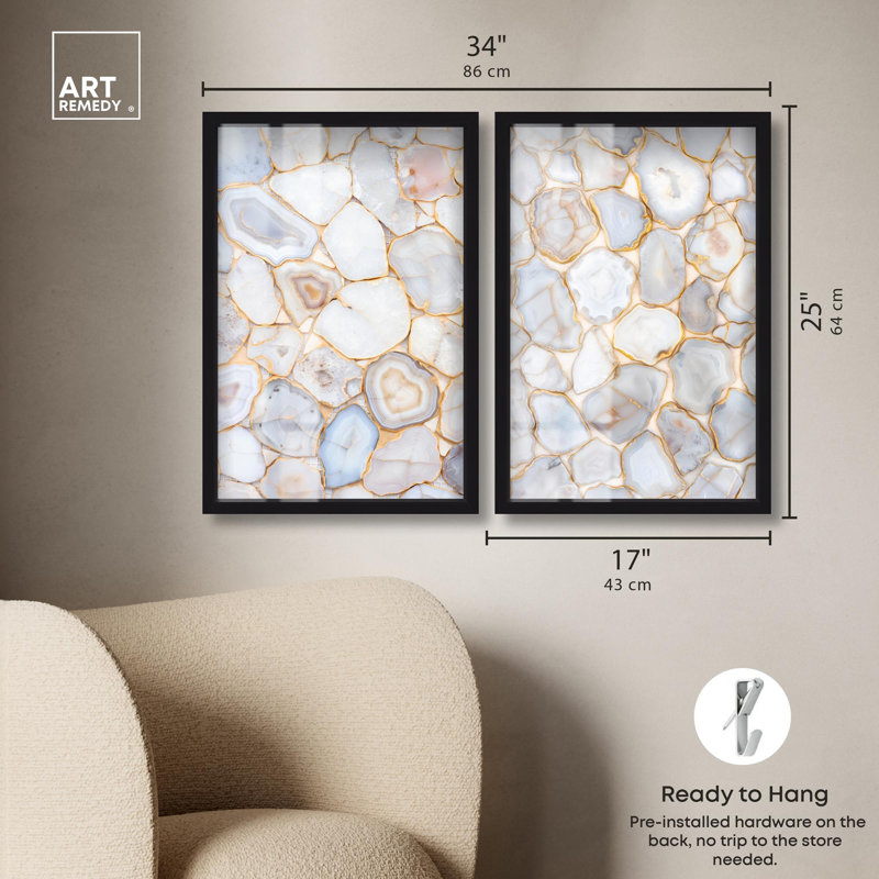 Ensemble 2 panneaux Luxe Harmony Gold Art , Noir, H 25 po x l 17 po