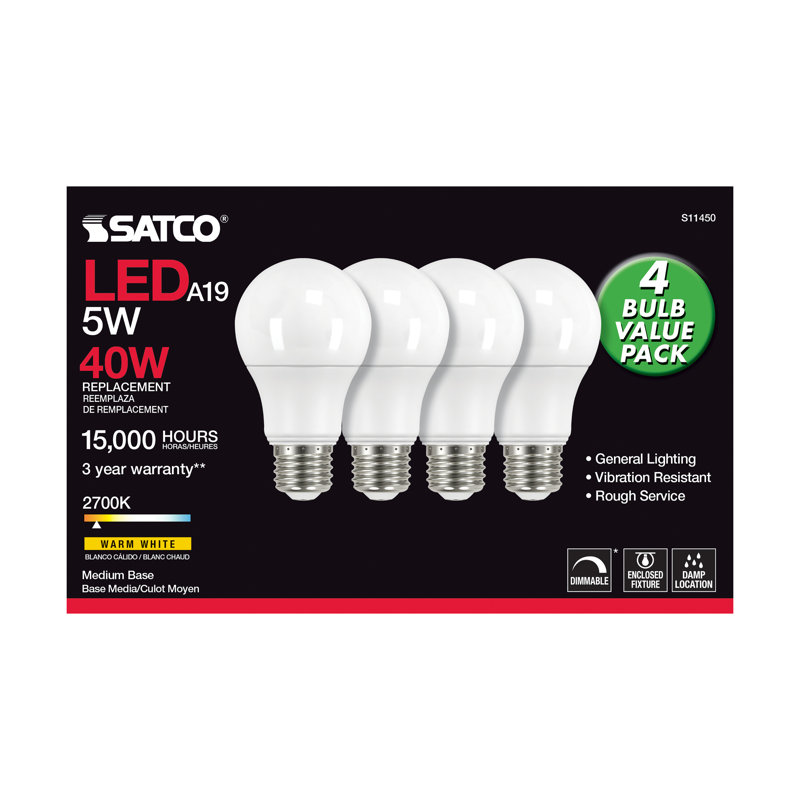 5 Watt White LED Bulb, 2700