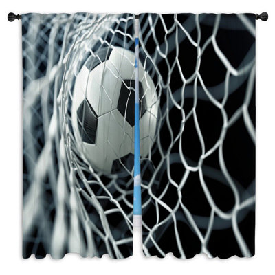 Soccer Window Curtains  Sport Goal moment Drapes - 2 Panels