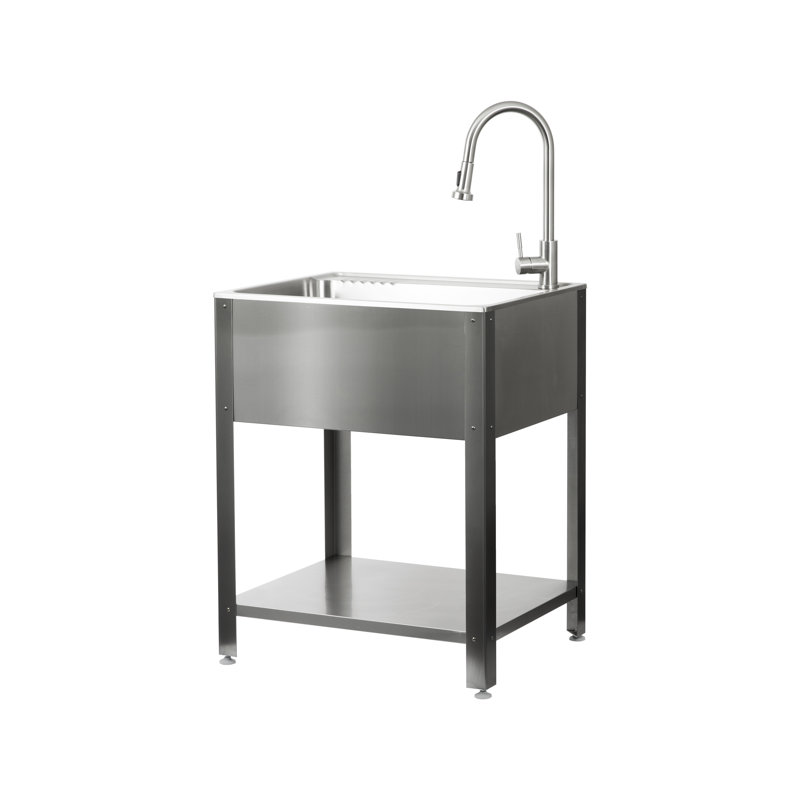 Évier à lessive autoportant tout-en-un L 24,1 po x l 21,3 po avec robinet