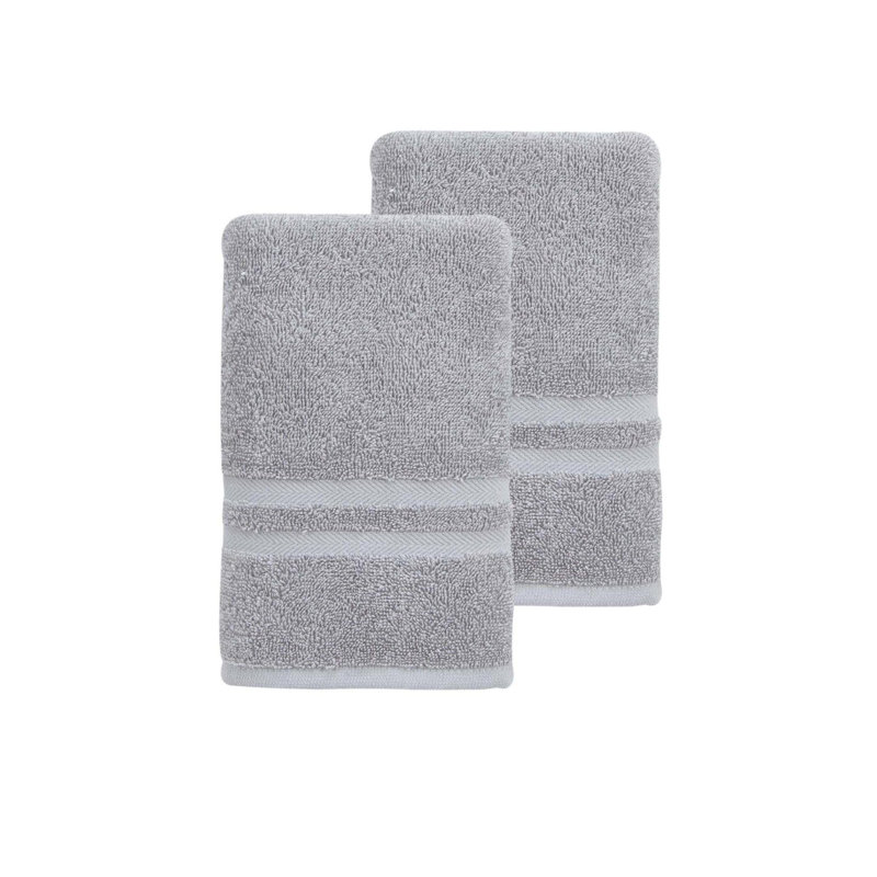 Ensemble de deux serviettes de toilette en coton turc gris pâle, 40 x 75 cm
