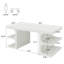 Bureau de direction 63 po blanc, bureau d'ordinateur moderne avec tablettes de rangement pour bureau personnel