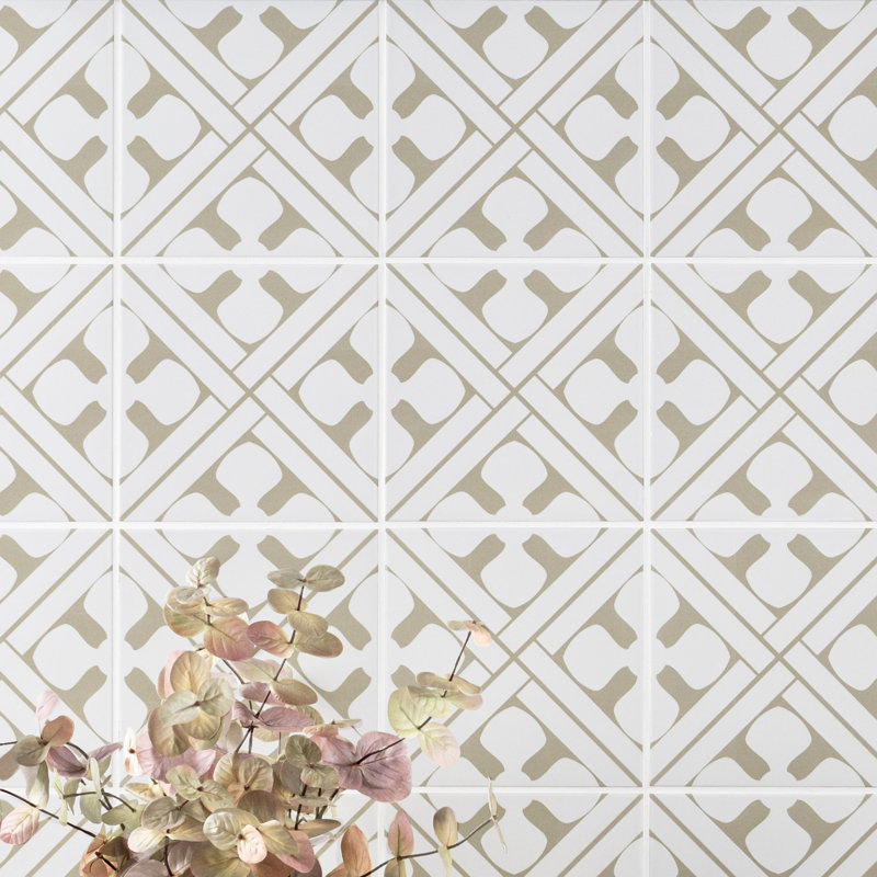 Carrelage mural en porcelaine mate Encaustic 8 po x 8 po Amara, Elise