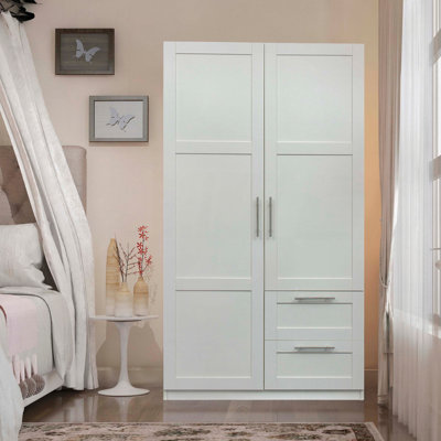 Armoire haute avec portes, tiroirs et tablettes
