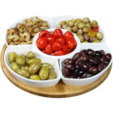 Elama 12 1/4in 5Piece Serving Dishes Lazy Susan Appetizer and Condiment Server Set with Bamboo Tray
