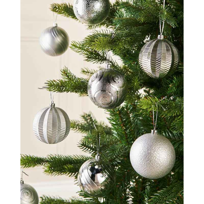 9.29cm Solid Colour Plastic / Acrylic Bauble, Silver