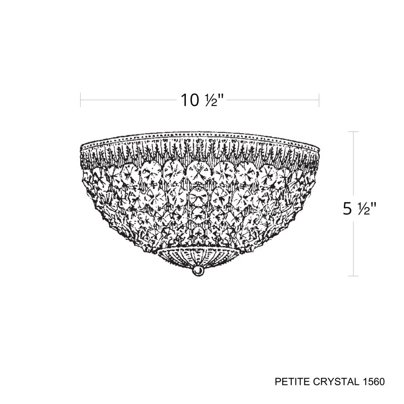 Petit Crystal 5 Light 12in x 6.5in Flush Mount in Polished Gold with Clear Radiance Crystals, Clear Optic, Polished Gold