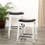 Tabouret de bar blanc de 30 po avec siège en cuir noir, conception confortable, bois franc massif pour la cuisine ou le tabouret, et cuir, pour une durabilité accrue-124438244-124438250-124438245