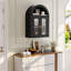 Armoire murale arquée moderne avec tablettes réglables et éclairage à DEL pour le rangement des médicaments dans la salle de bain-122820569