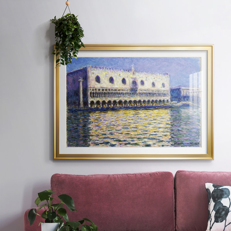 Monet, impression sur papier encadrée, Or, H 27 po x l 39 po x P 1,5 po
