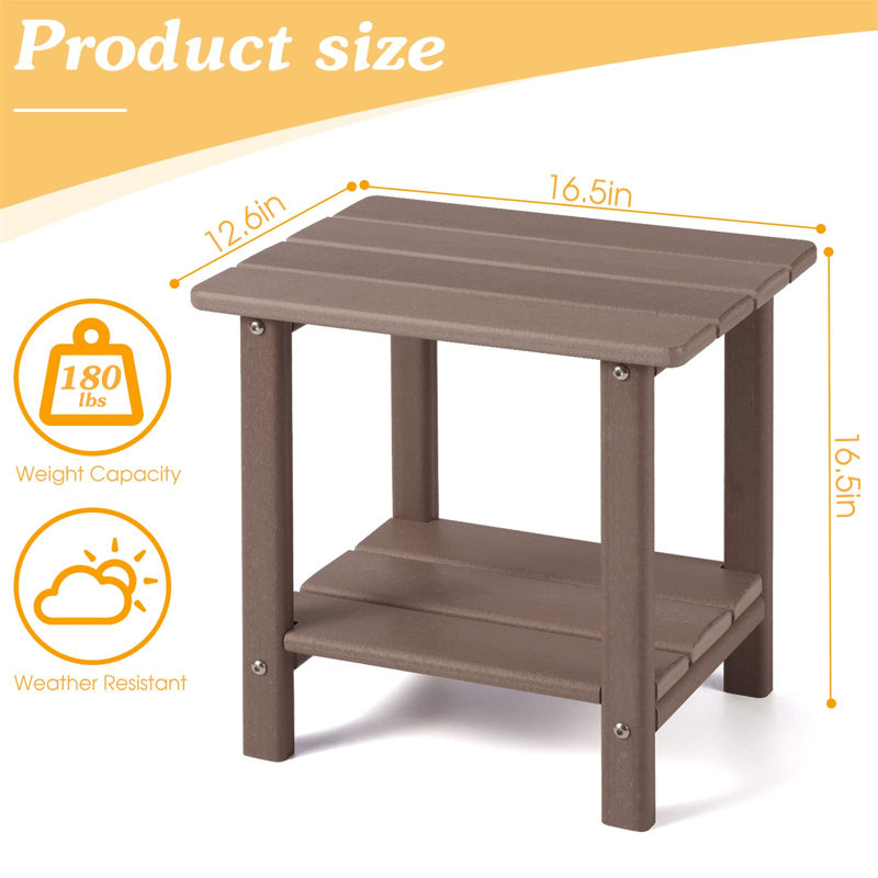 Table de patio rectangulaire Adirondack - Table d'appoint d'extérieur durable pour la terrasse, la piscine ou l'intérieur